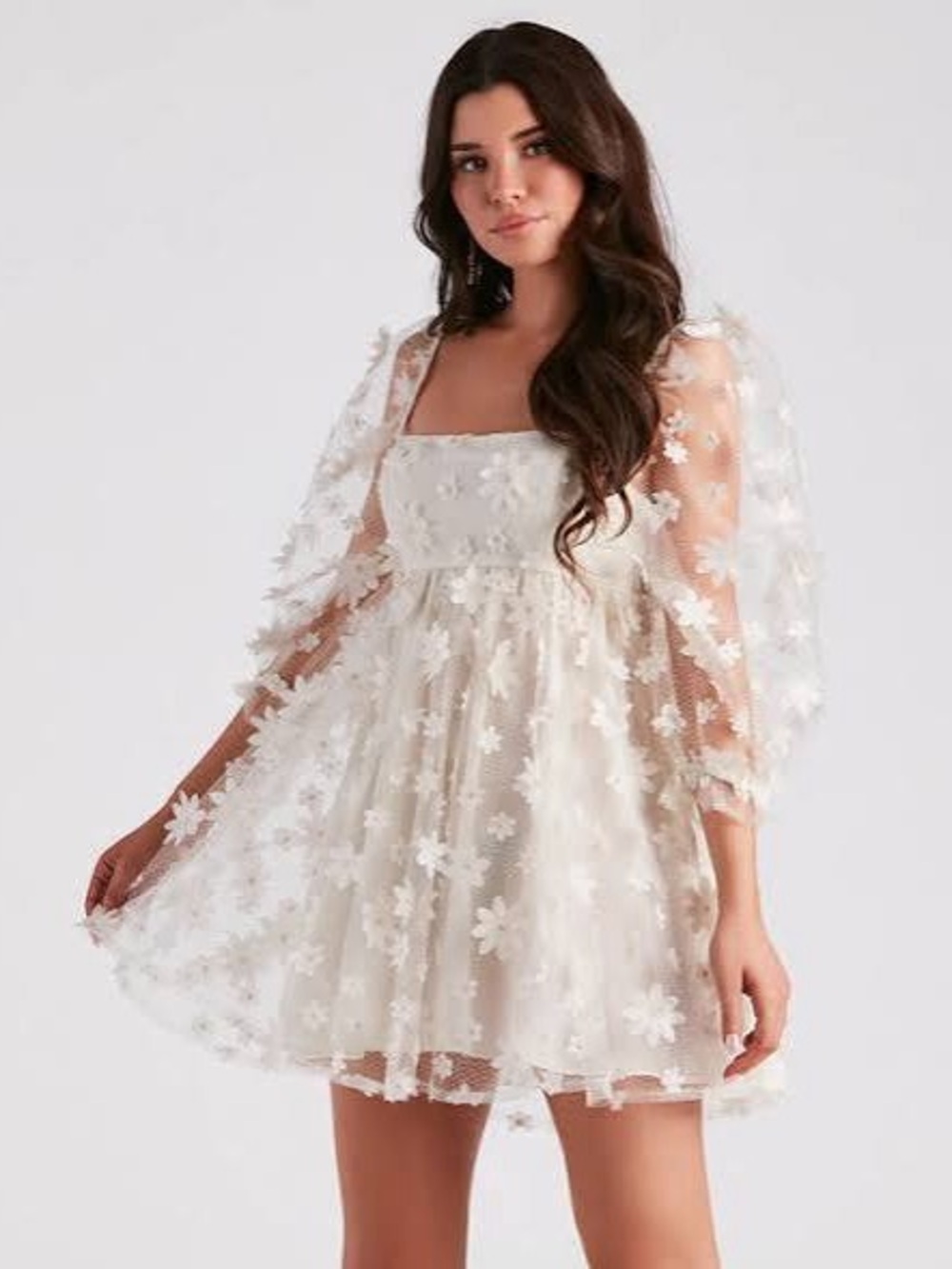Windsor Sunshine Daisy Flower Mesh Skater Dress
